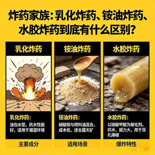新县炸药家族：乳化炸药、铵油炸药、水胶炸药到底有什么区别？